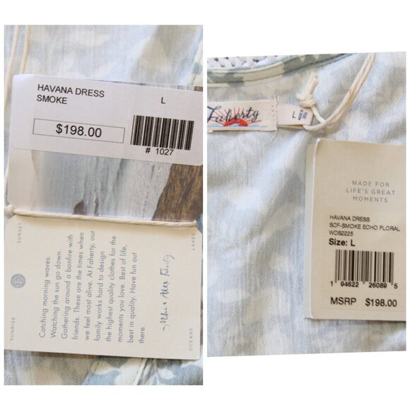 NWT Faherty Havana Floral Maxi Dress Linen Blend Large Button fronts Smoke $198 - Picture 12 of 12